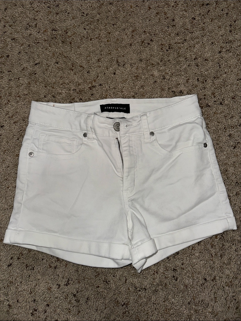 High Rise Midi White Shorts